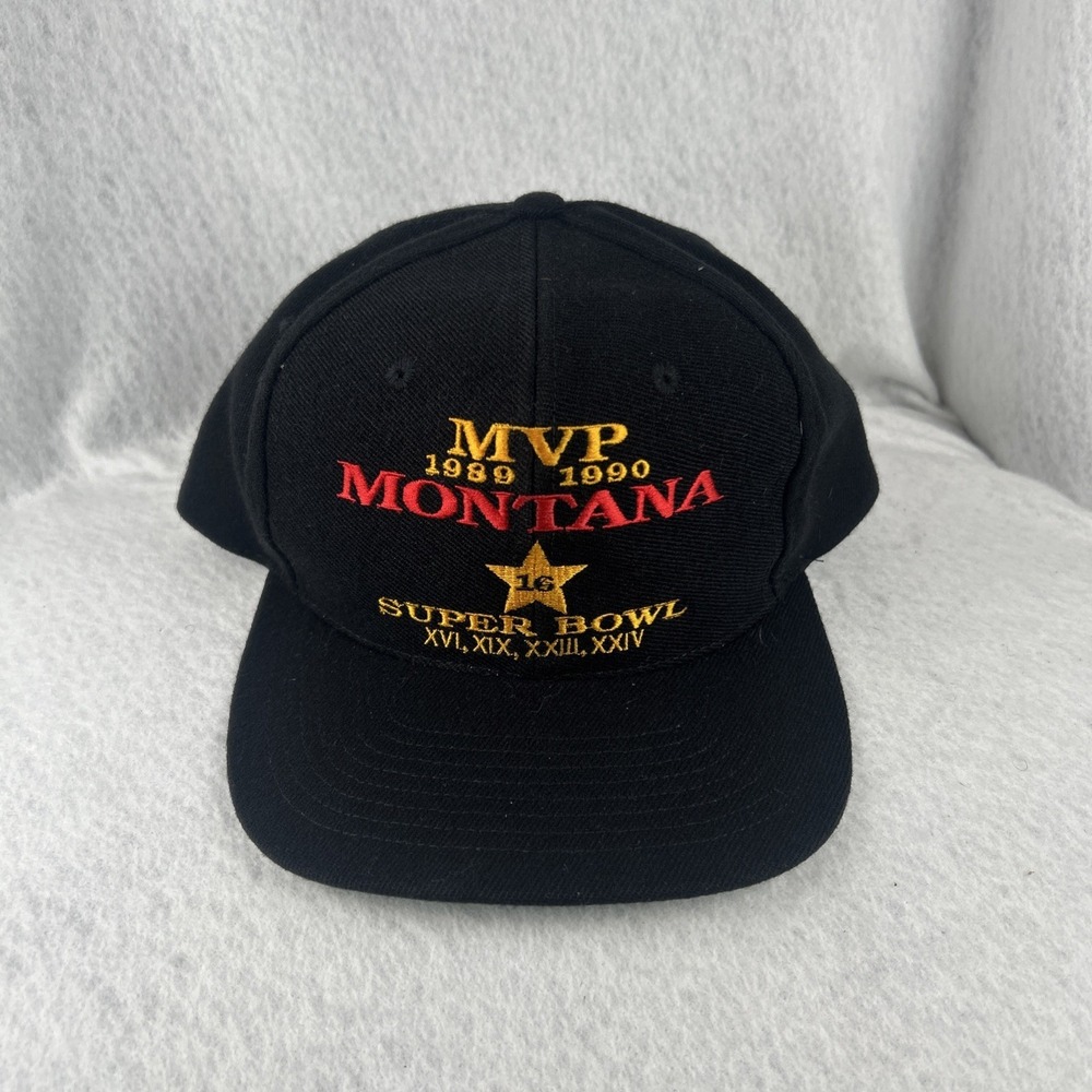 Vintage Joe‎ Montana MVP 1989 1990 Superbowl NFL LA Gear Black Snapback Hat